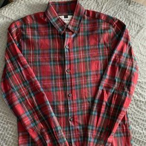 TOPMAN NEW PLAID BUTTON DOWN SHIRT SIZE XS LONGLINE